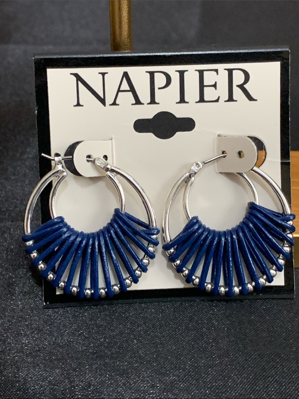 NWT Napier silver tone and blue earrings